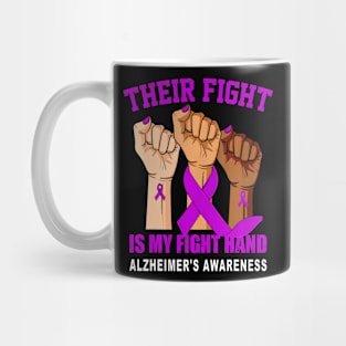 Alzheimer Awareness Purple Ribbon Support Women Hand Mug